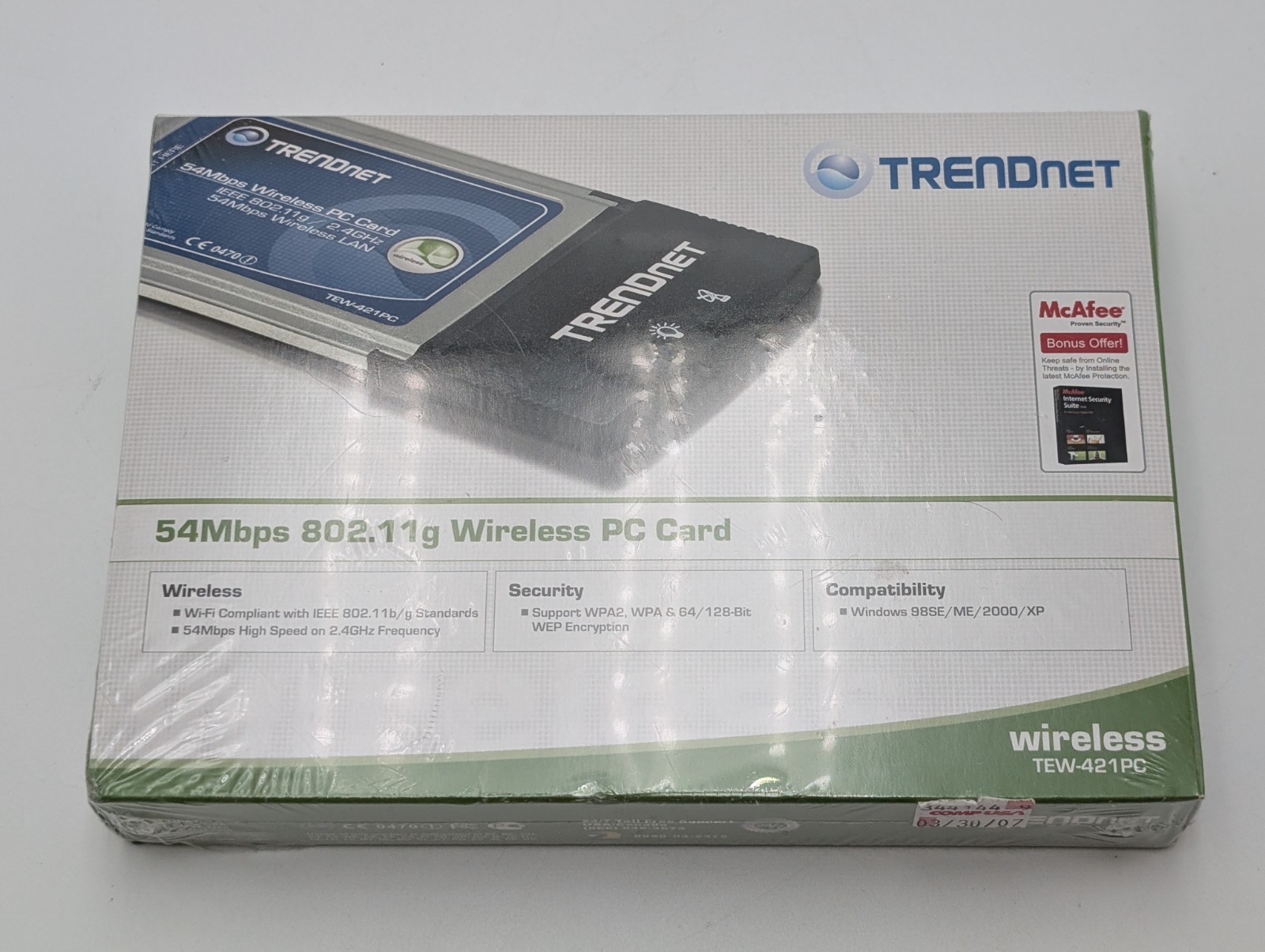 TRENDnet 54Mbps Wireless G PC Card TEW-421PC Brand New