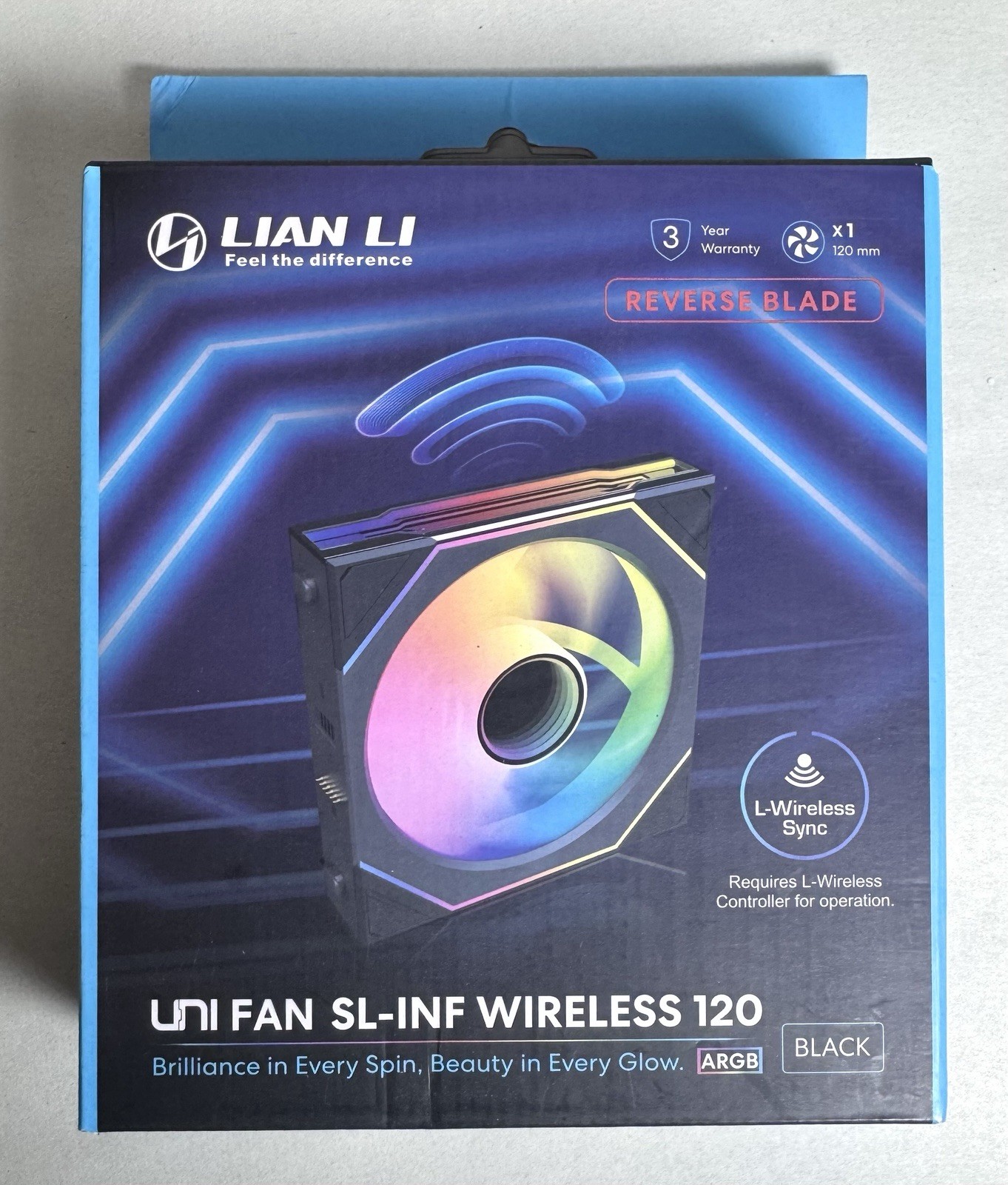 Lian Li UNI Fan SL Infinity Wireless 120 Single Pack (Reverse Blade) 2.4 GHz NEW