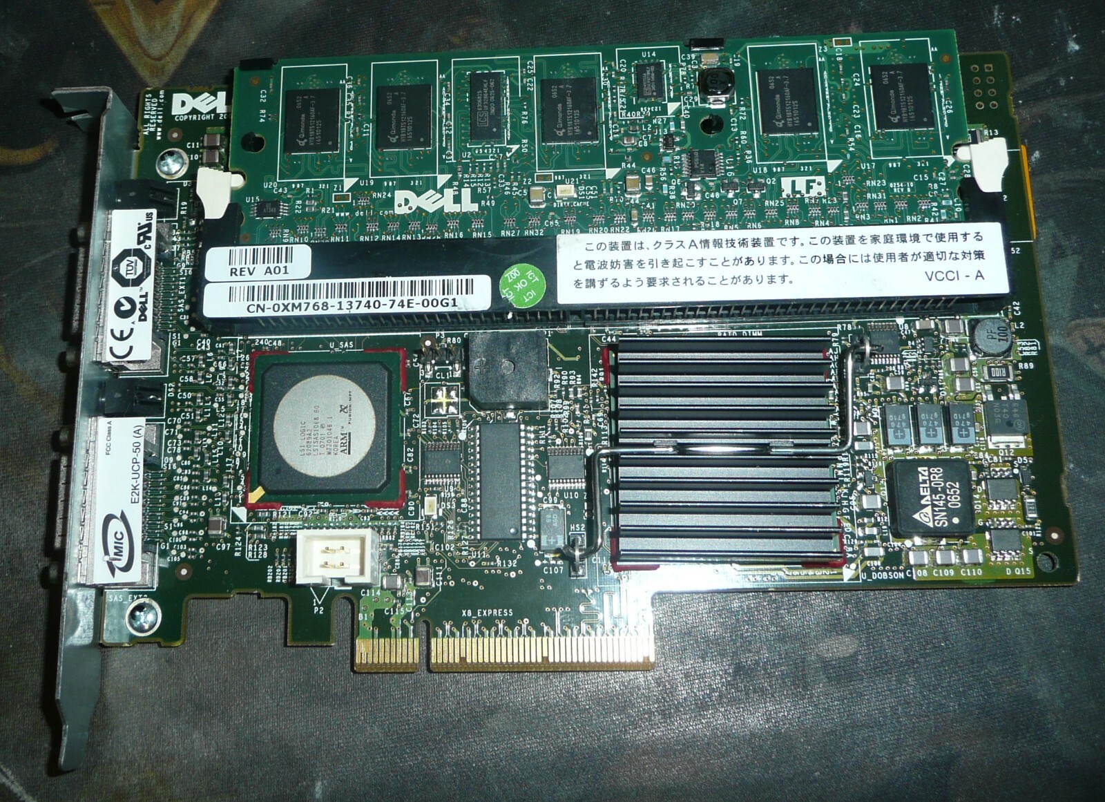 Dell PowerEdge 5E RAID PCIe x8 Dual 256MB SAS Controller Card 0XM768 w/ X8483