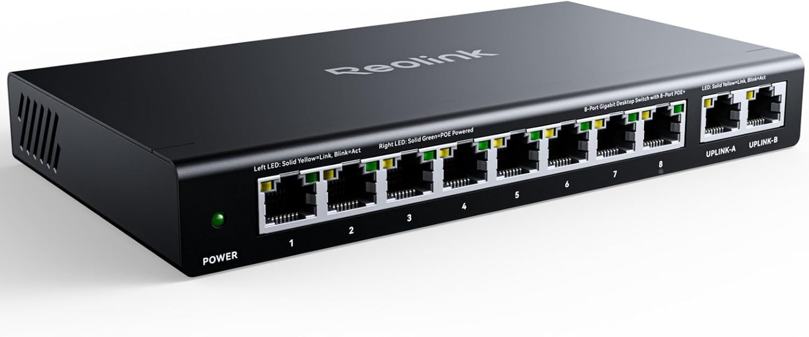 REOLINK Poe Switch with 8 Poe and 2 Gigabit Uplink Ports RLA-PS1 | Ideal for REO