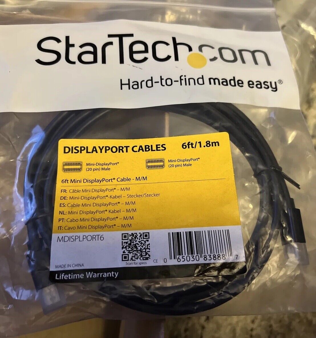 StarTech Displayport Cable 6ft Mini DisplayPort Cable - M/M - MDISPLPORT6