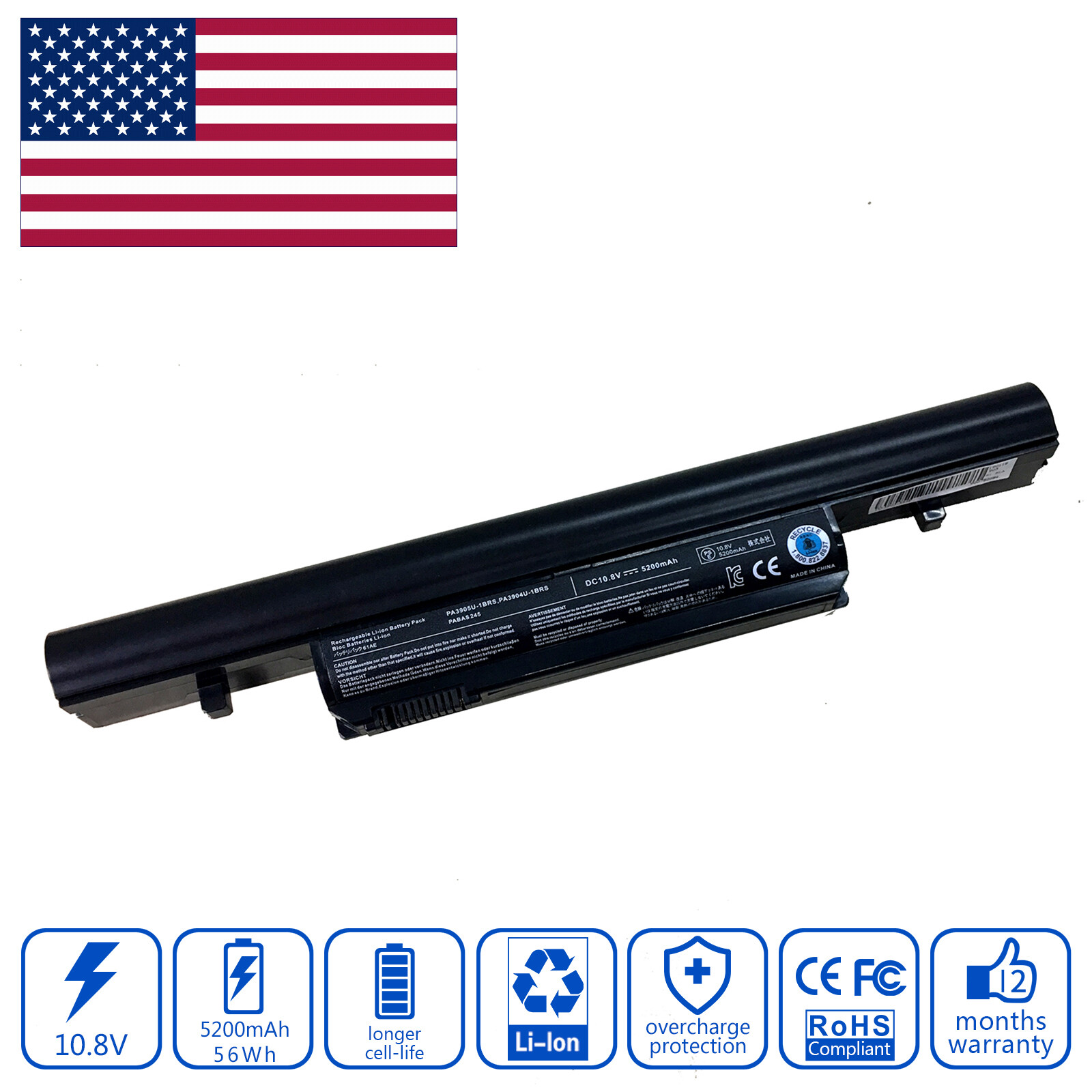 Battery for Toshiba Tecra R850-S8522 R850-S8512 R850-S8552 R950-S9530 S8510