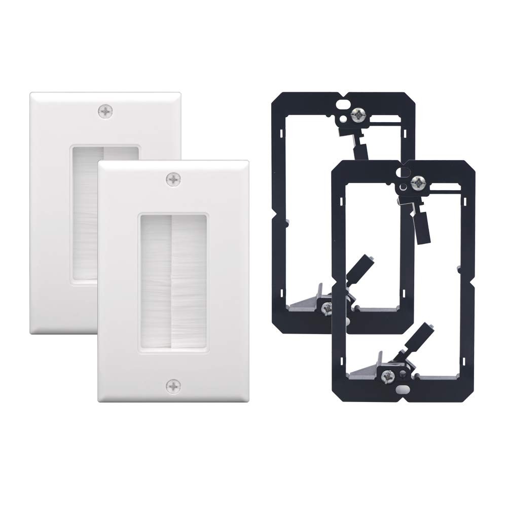 Brush Wall Plate Cable Pass Through with Bracket, Decorator Cover for Low Vol...