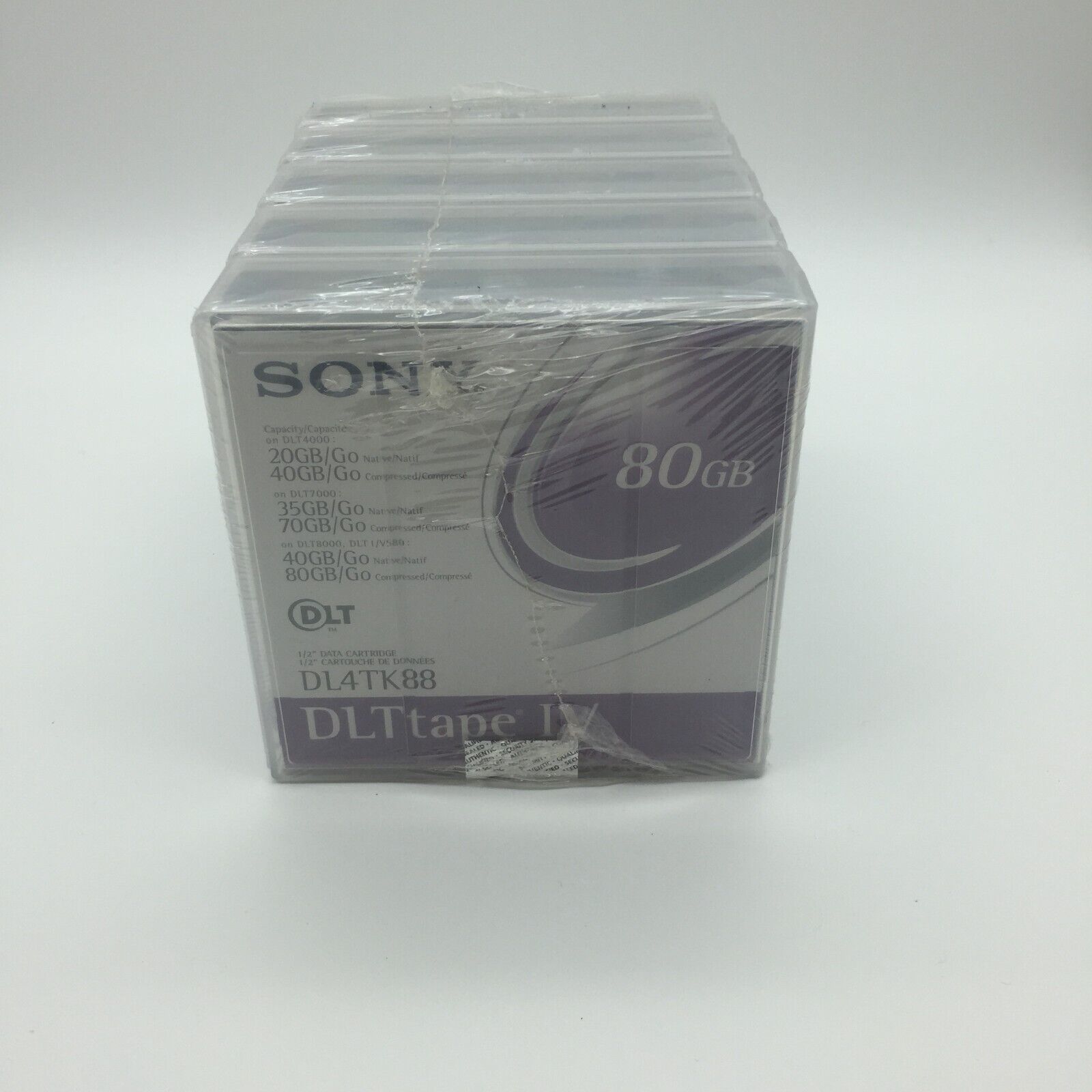 New Sealed Sony DLT Backup Data Tapes 80GB DL4TK88 5 Pack 