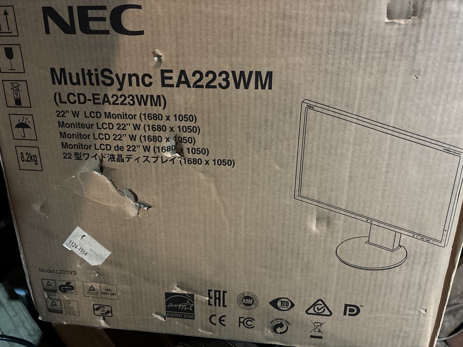 NEC MultiSync EA223WM - 22" LED Monitor New In Open Box BK 