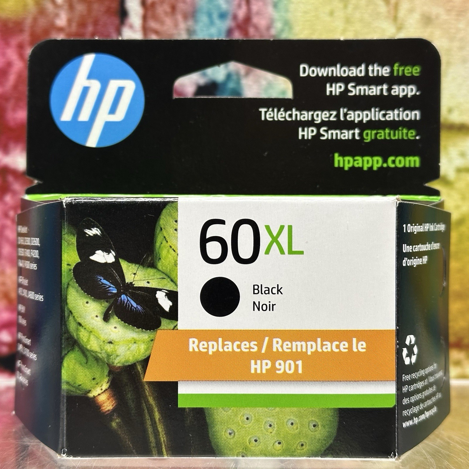 HP 60 XL Black Original Ink Cartridge Genuine CC641WN Print Office Sealed New