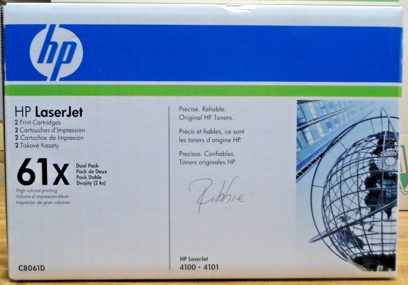 New Genuine HP 61X Black Toner Cartridge - Dual Pack (C8061D) Sealed