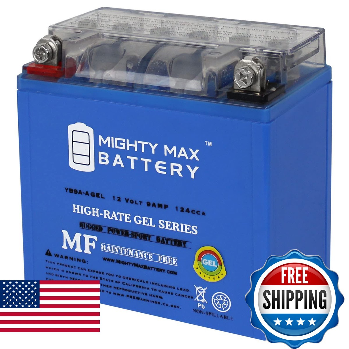 Mighty Max Battery YB9A-A GEL - 12 Volt 9 AH, GEL Type, 130 CCA, Rechargeable