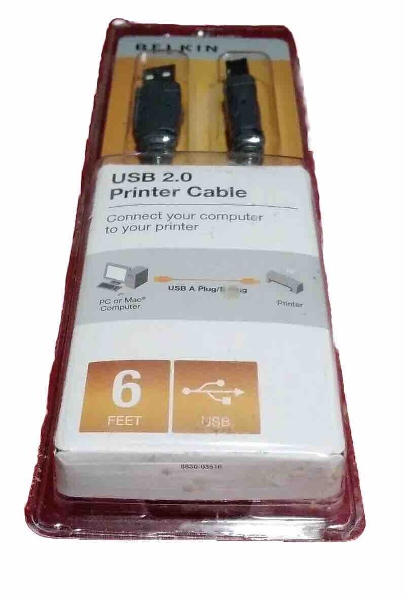 New Belkin USB 2.0 Printer Cable 6 Feet NIB