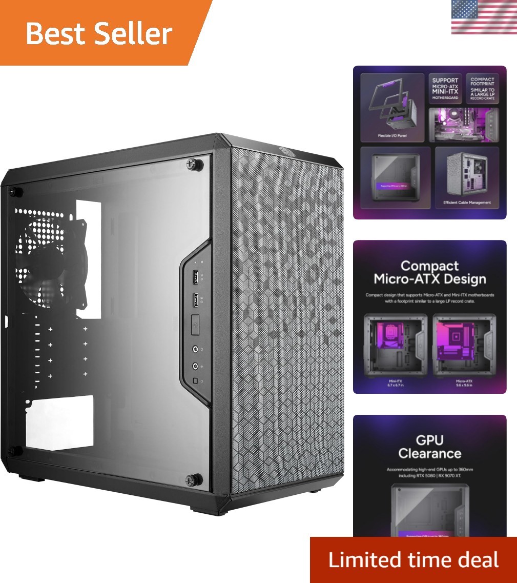 Stylish Black MasterBox Q300L Case - Magnetic Filters & Adjustable I/O Panel