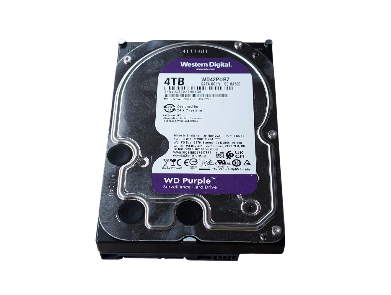 Western Digital 4TB WD42PURZ Purple Surveillance 3.5" SATA Hard Drive