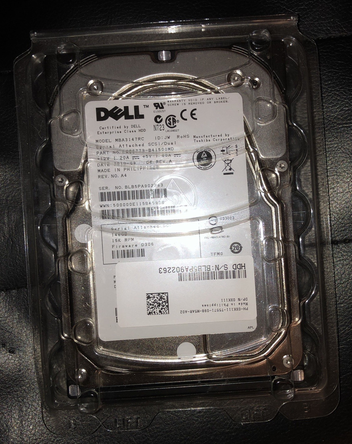 0XK111 MBA3147RC Dell 146GB 15K RPM 3Gb/s 3.5" SAS HDD Hard Drive