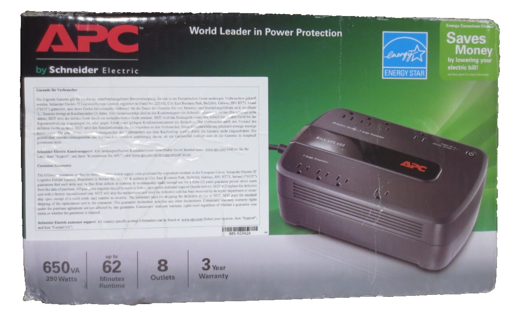 APC BE650G1 Back-UPS 650 VA 8-outlet UPS