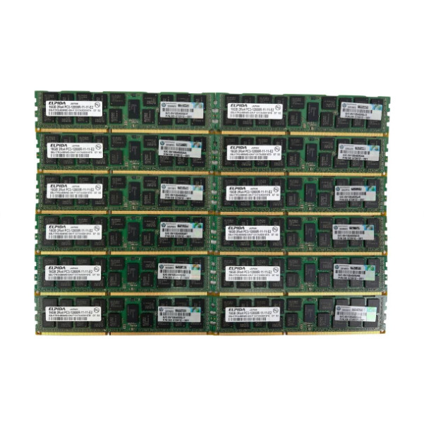 Lot of 12 - 16GB 2Rx4 PC3-12800R ECC Server Memory ELPIDA HP 672612-081