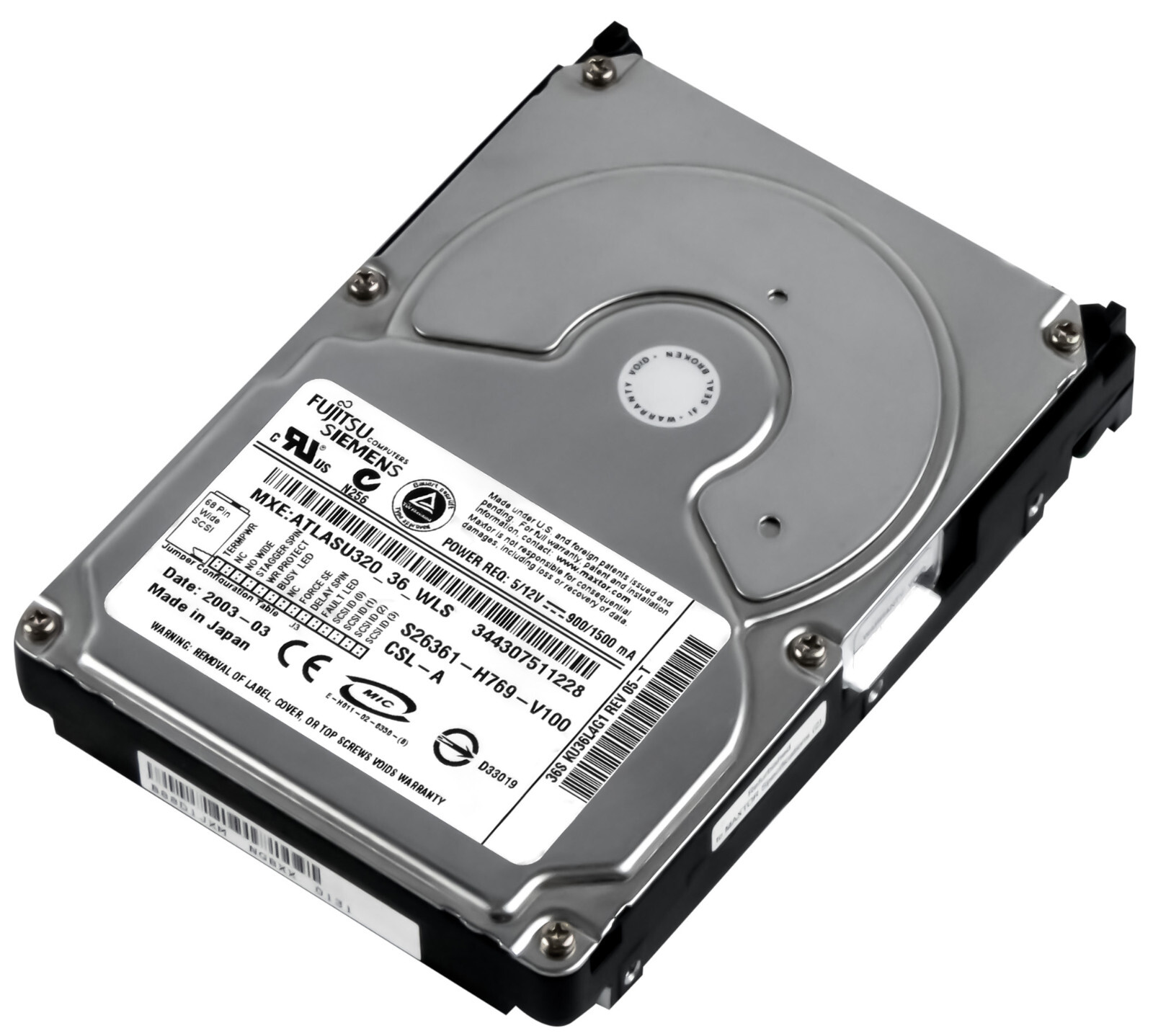 HARD DRIVE FUJITSU S26361-H769-V100 KU36L461 36GB 10K SCSI U320 3.5''