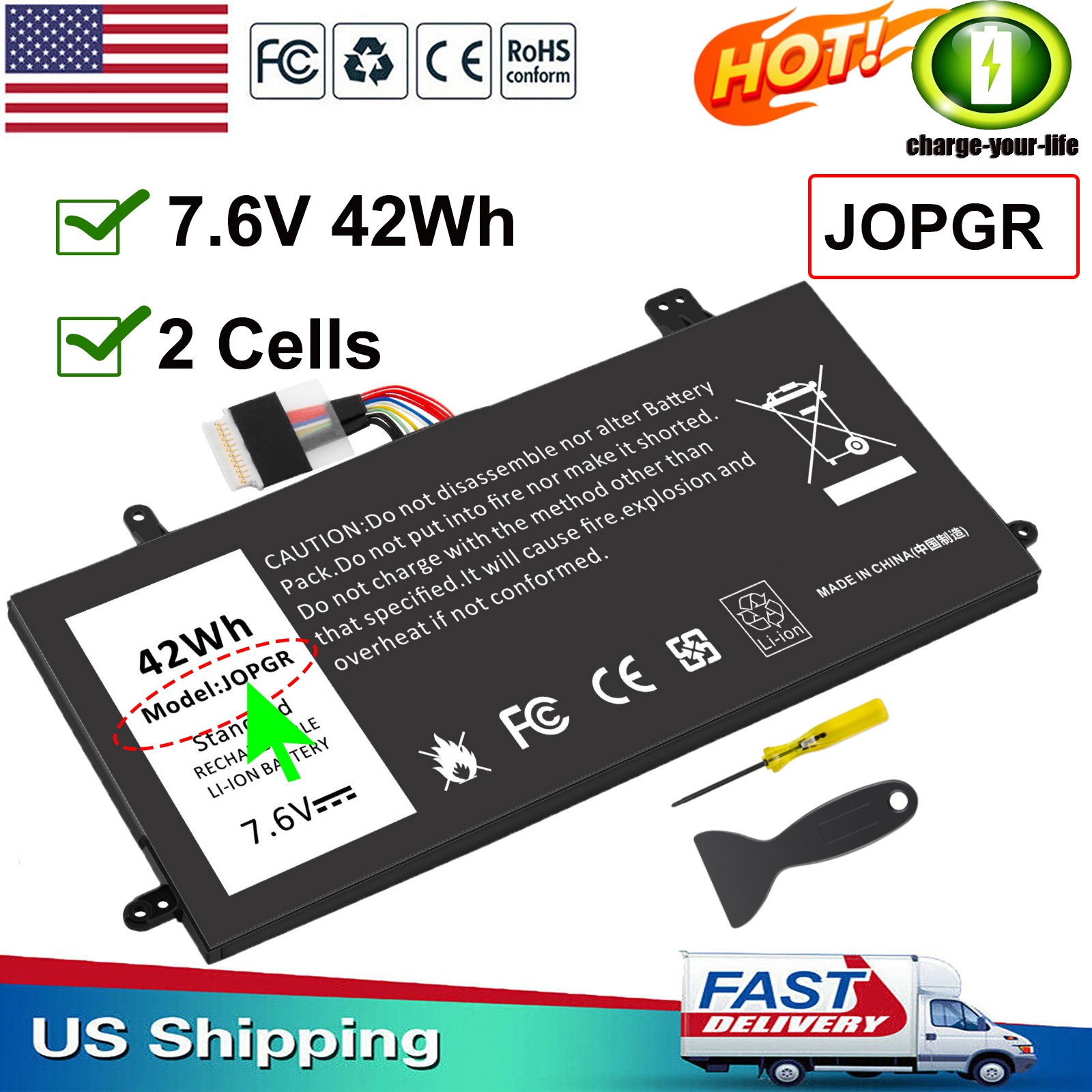 ✅J0PGR Battery For Dell Latitude 5285 5290 2-in-1 T17G JOPGR RDYCT 1WND8 42Wh US
