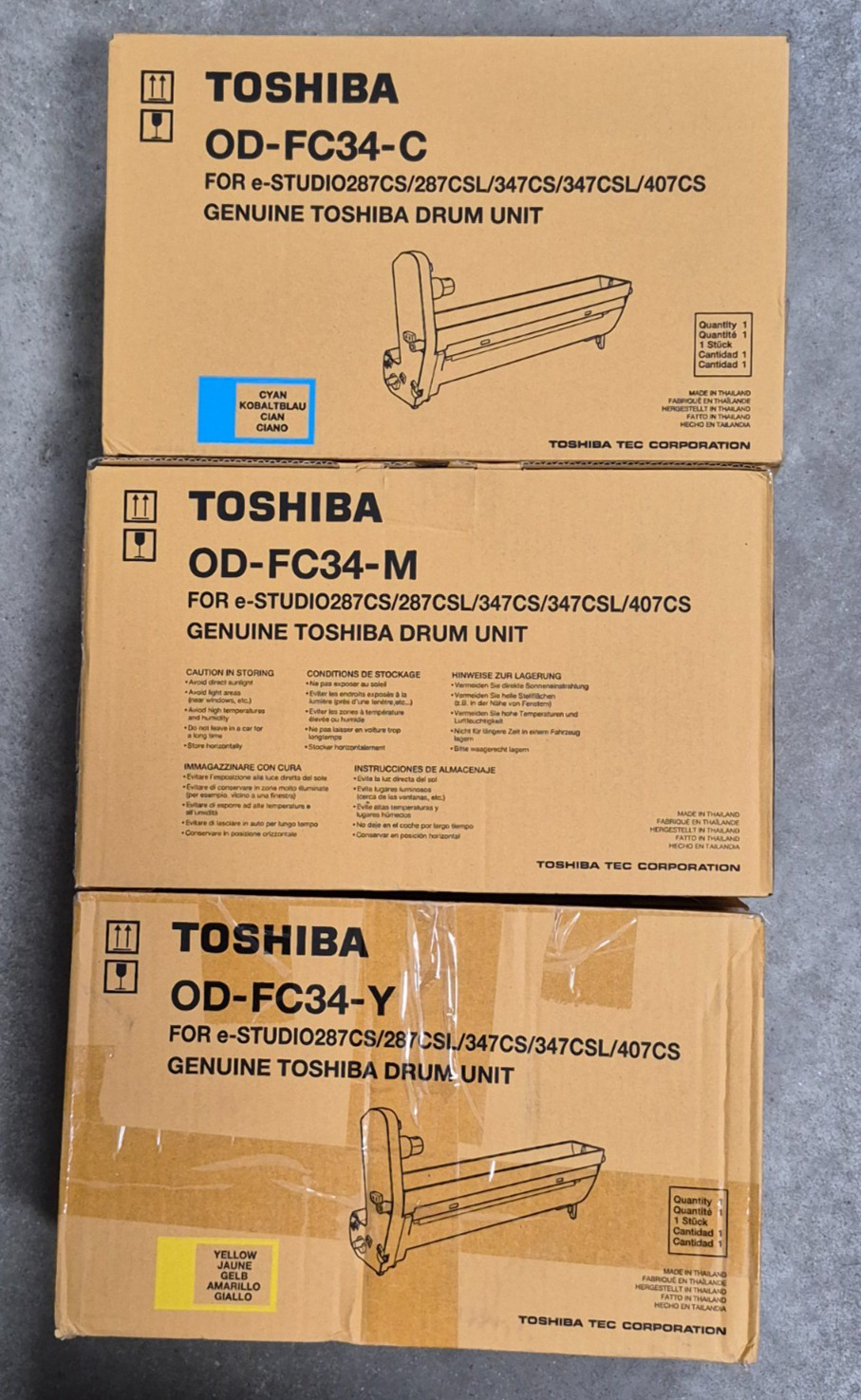 Genuine Set of 3 Toshiba OD-FC34 MYK Drums e-STUDIO287CS/287CSL/347CS/347CSL