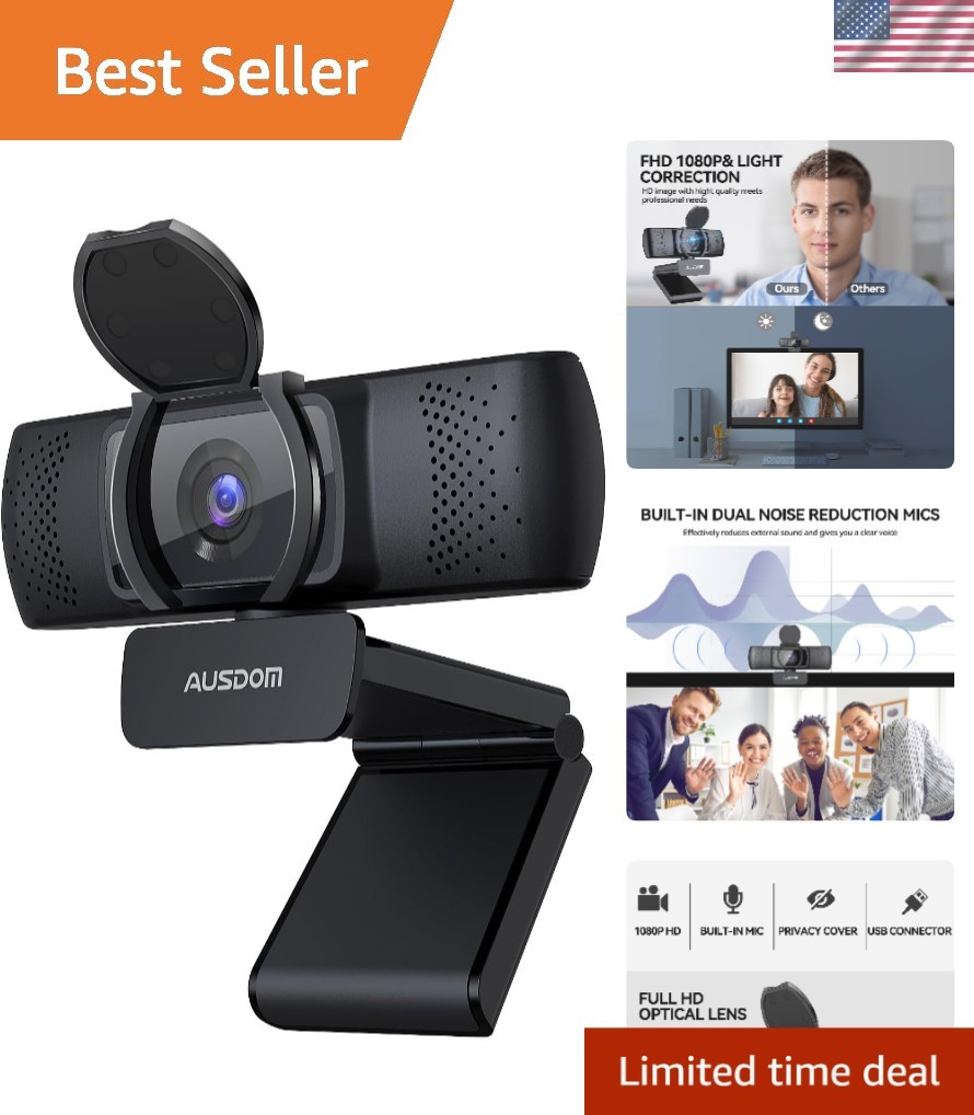 Advanced 1080P USB PC Camera - Built-in Mics & Automatic Light Adjustment