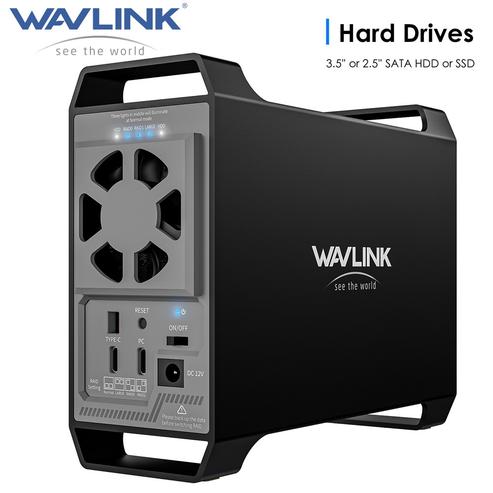 WAVLINK 3.5"/2.5'' HDD/SSD Hard Drive Dock SATA Dual Bay Enclosure RAID Option