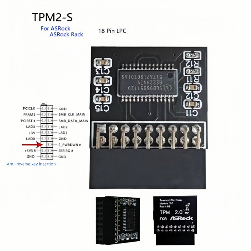 TPM2.0 Security Module LPC 18 pin for Asrock TPM2 -SLI -S -SPI Platform