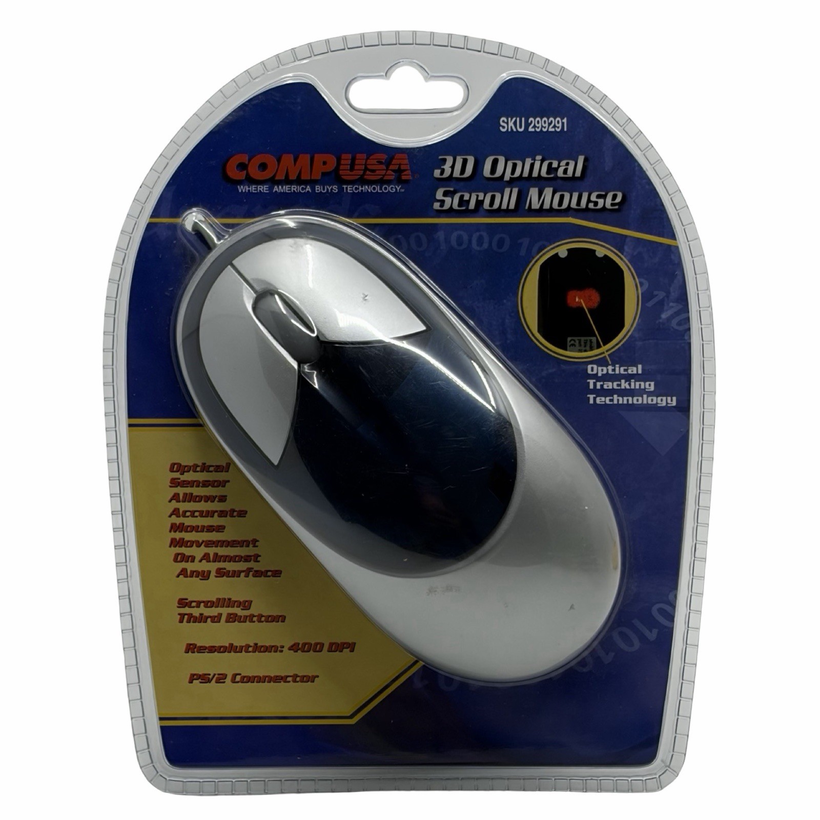 CompUSA 3D Optical Scroll Mouse PS/2 Vintage Retro PC 90s New Sealed