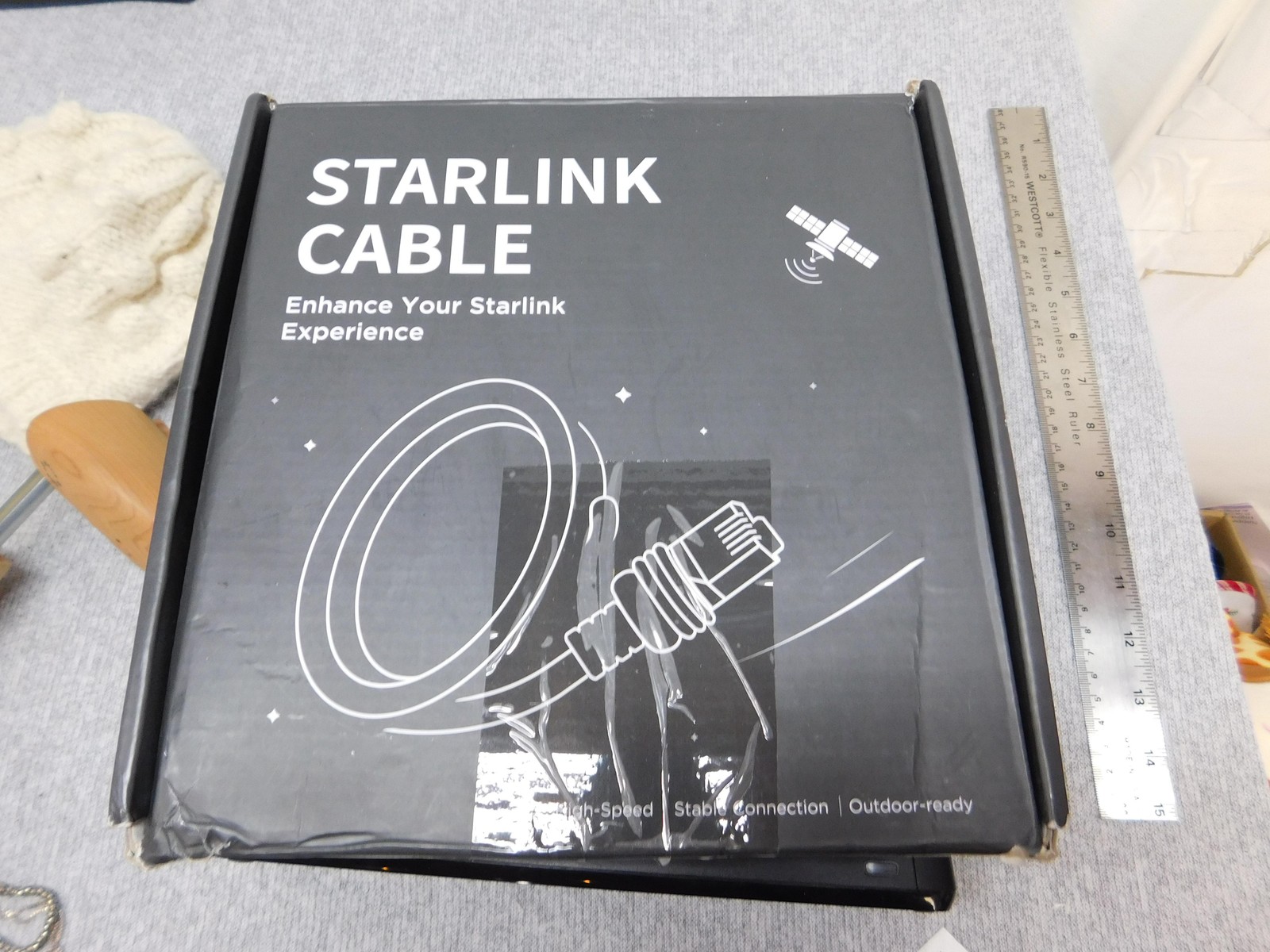 LUCMO 150ft Starlink Cable Gray ST To ST Round Cable MPN STK17 Outdoor Ready Box