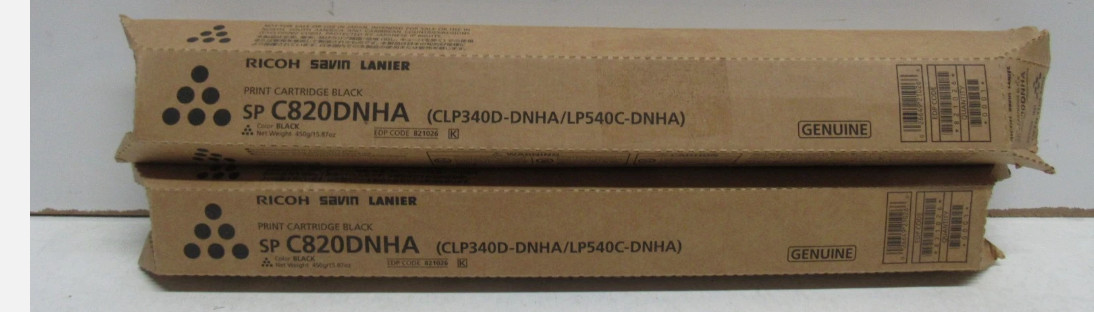 3 x  GENUINE RICOH SAVIN LANIER 821026 (SP C820DNHA) BLACK TONER CARTRIDGE