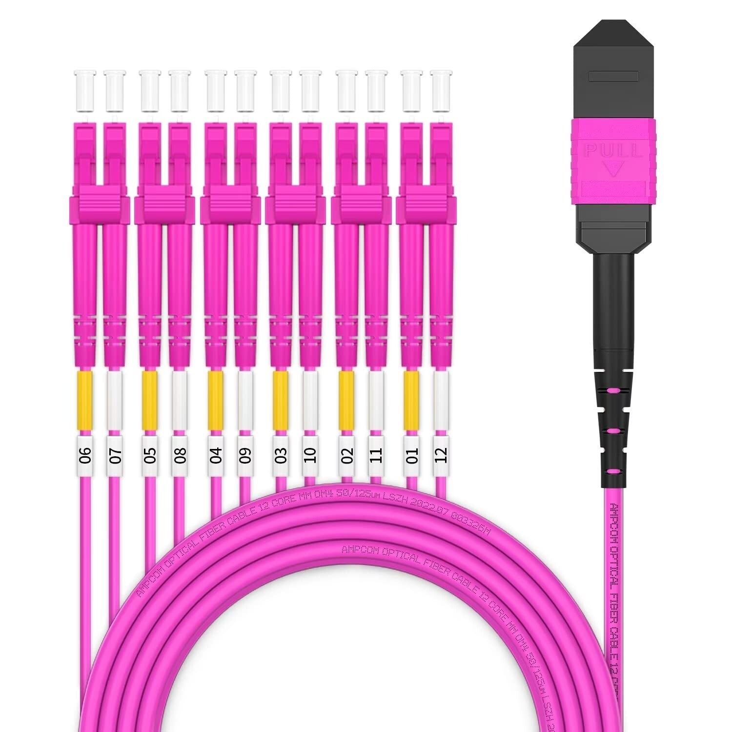 OM4 8 Fiber MPO Female to 4 x LC-UPC Duplex Type B Breakout Cable, 50 Meter-9764