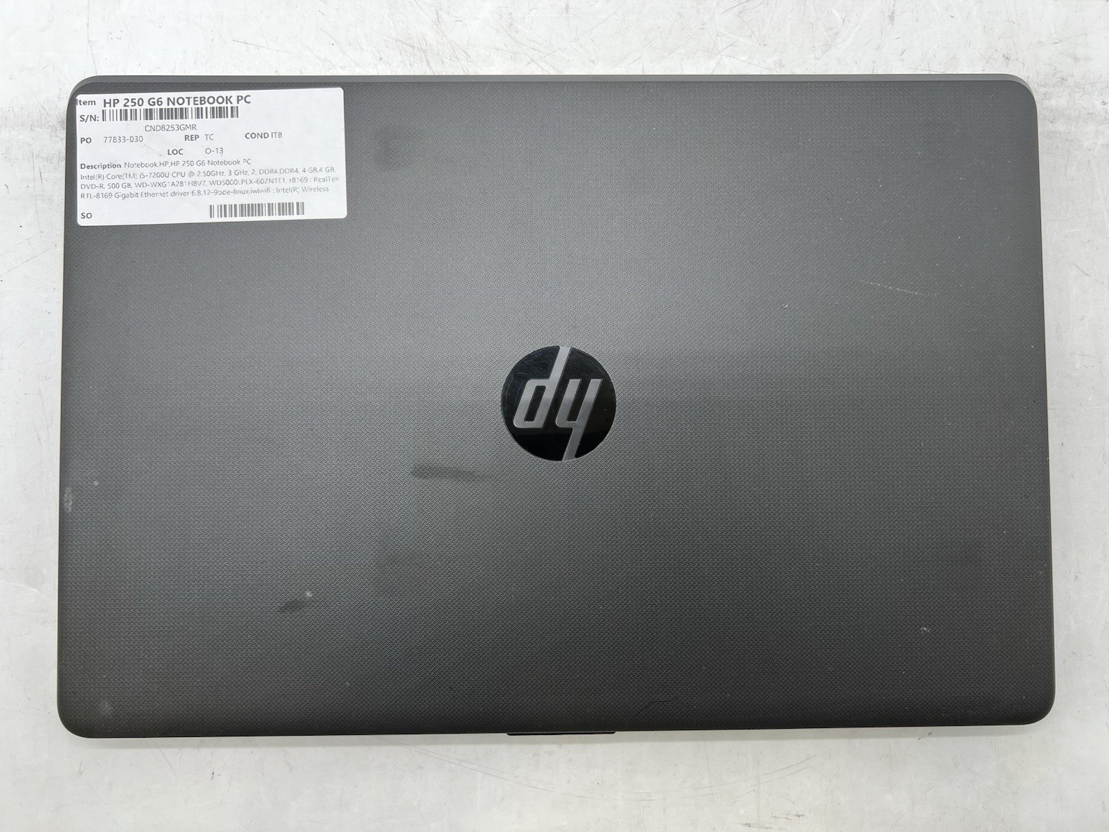 HP 250 G6 Notebook, i5-7200U CPU, @ 2.50GHz, 8GB RAM, 500GB HDD-No OS/Charger