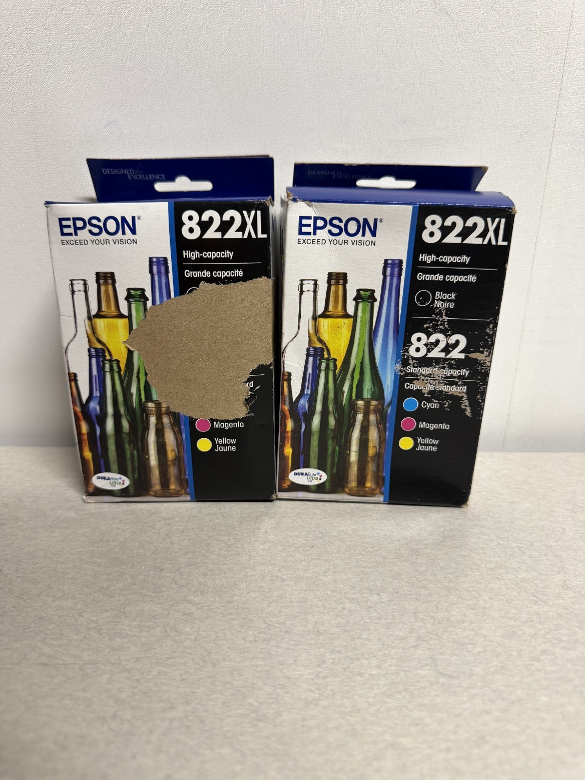 lot of 2 Genuine Epson 822XL Black + 822 CMY Ink Cartridge Multipack OEM New