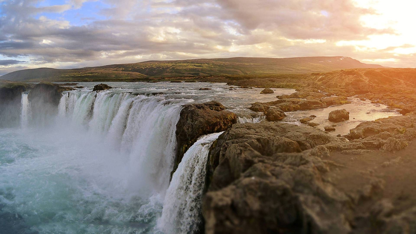 Landscape nature waterfall water godafoss falls iceland Custom Gaming Mat Desk