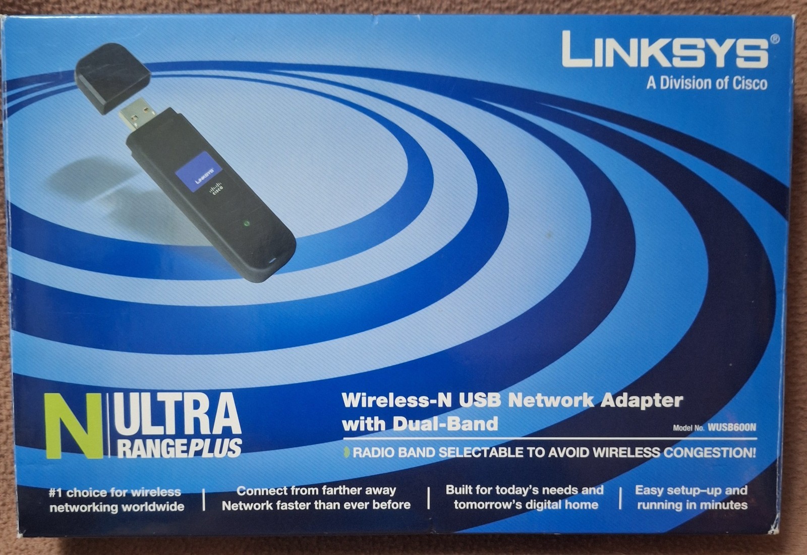 LINKSYS Wireless-N USB NETWORK ADAPTER Ultra Range Dual-Band Model WUSB600N NOS 