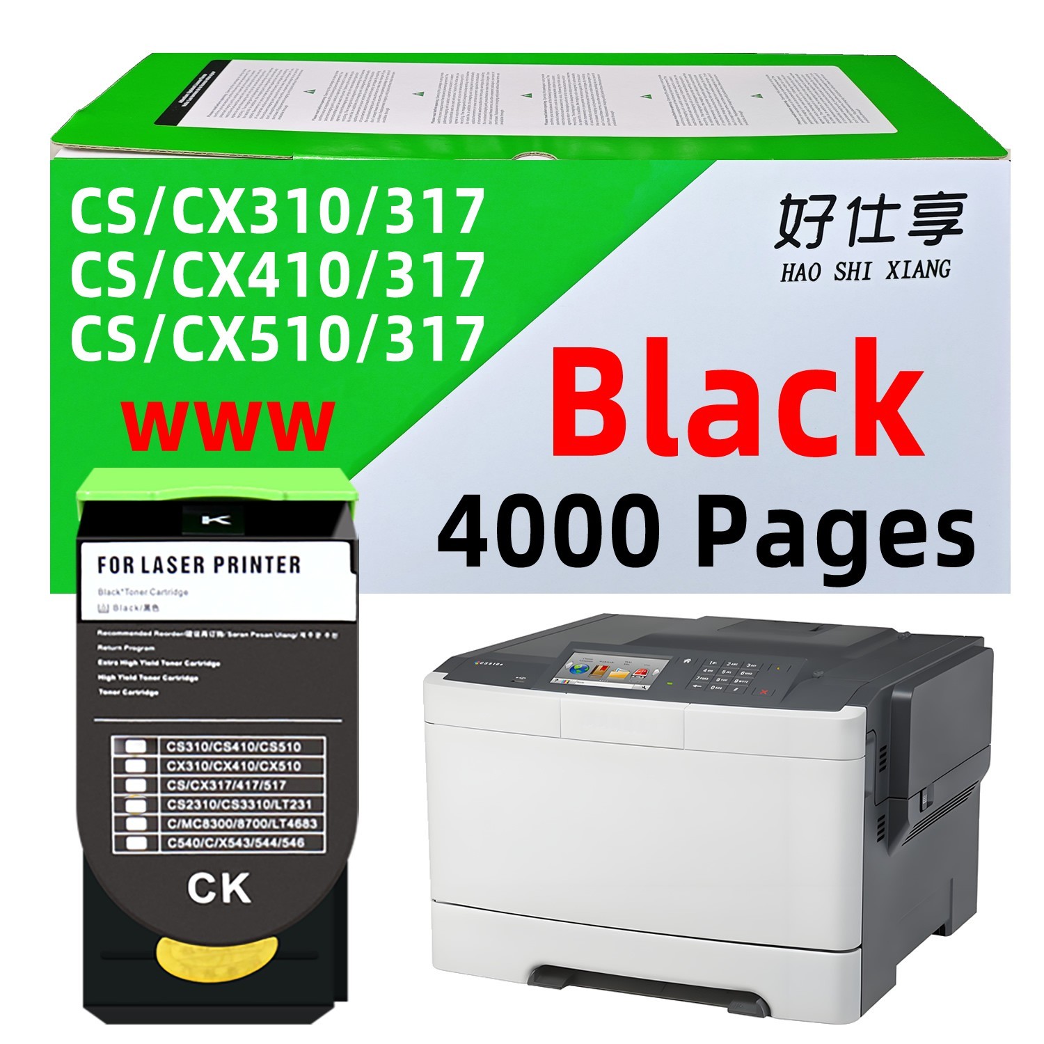 71B1HK0 Black Toner Cartridge Compatible for Lexmark CX317 CX417 CX517 CS317 417