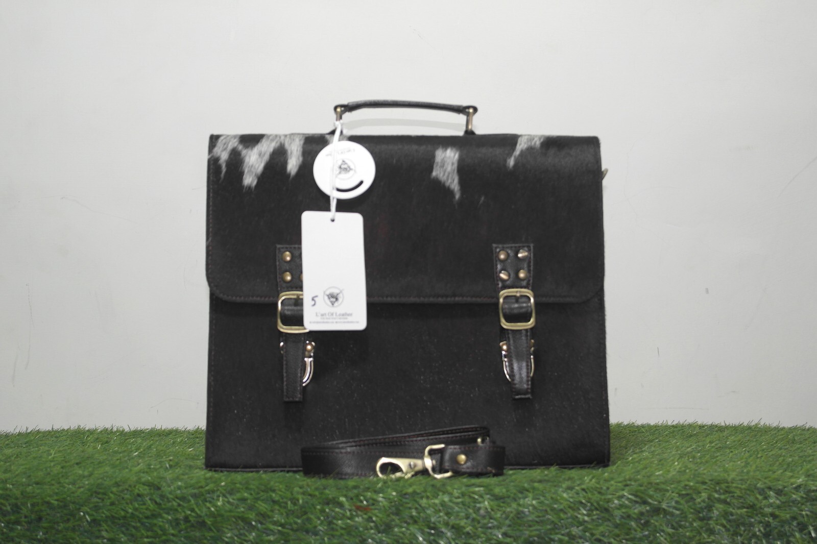 Luxurious Cowhide Hair on Hide Laptop Bag - Statement Piece for Work or Travel