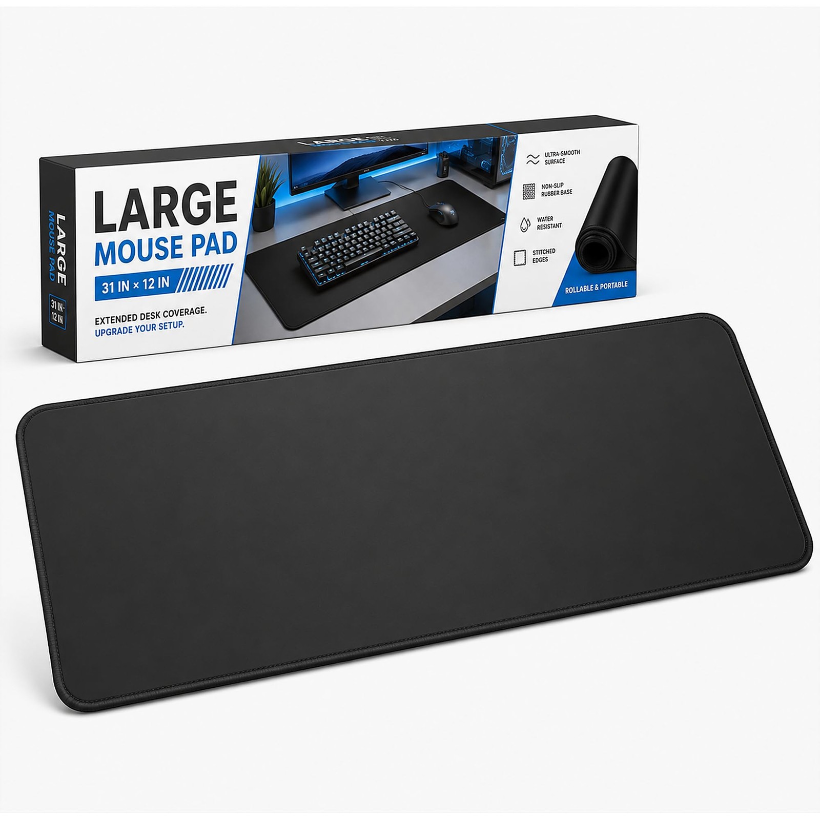 Large Mouse Pad 31x12 in XL Gaming Desk Mat For Keyboard Mouse