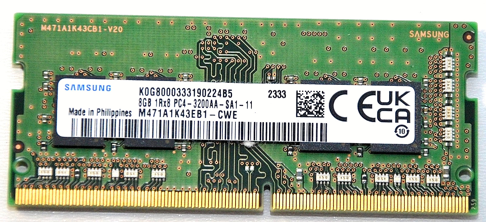 M471A1K43EB1-CWE, SAMSUNG 8GB 1RX8, PC4-3200AA DDR4 SO-DIMM LAPTOP MEMORY