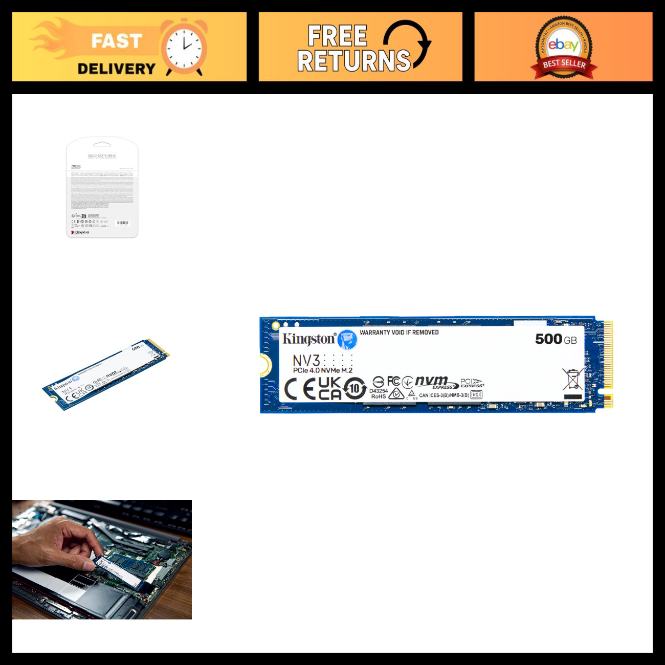 500GB M.2 NVMe SSD PCIe 4.0 Gen 4x4 | High-Speed Storage Up to 5000 MB/s