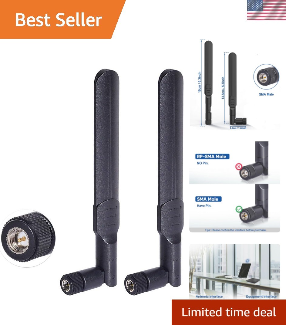 Reliable Dual Band 8dBi WiFi Antennas for Trucks, RVs & Backup Cameras - 2-Pack