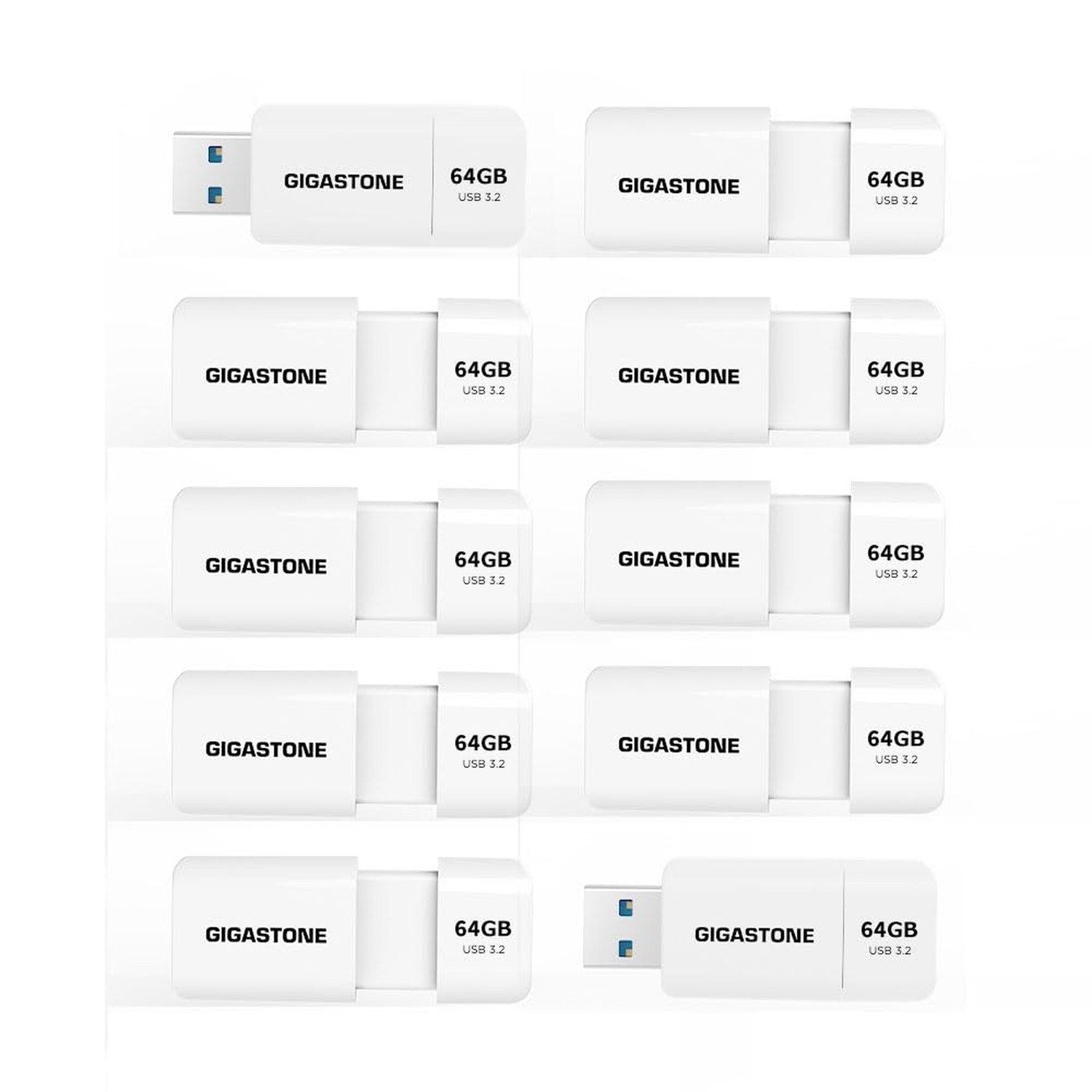 GIGASTONE 64GB Flash Drive (10 Pack) Z60 USB 3.2 Gen 1, 100MB/s Ultra Fast, R...