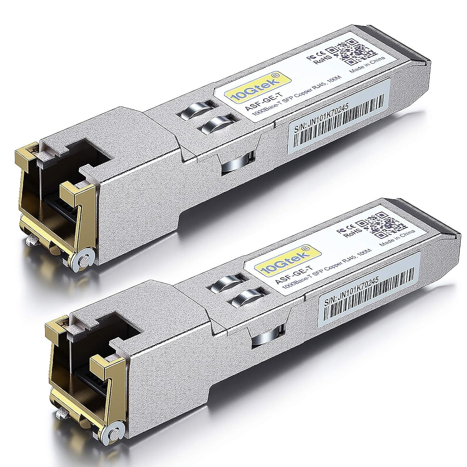 10Gtek 1.25G SFP-T 1000BASE-T Copper SFP to RJ45 Module Transceiver 2-Pack