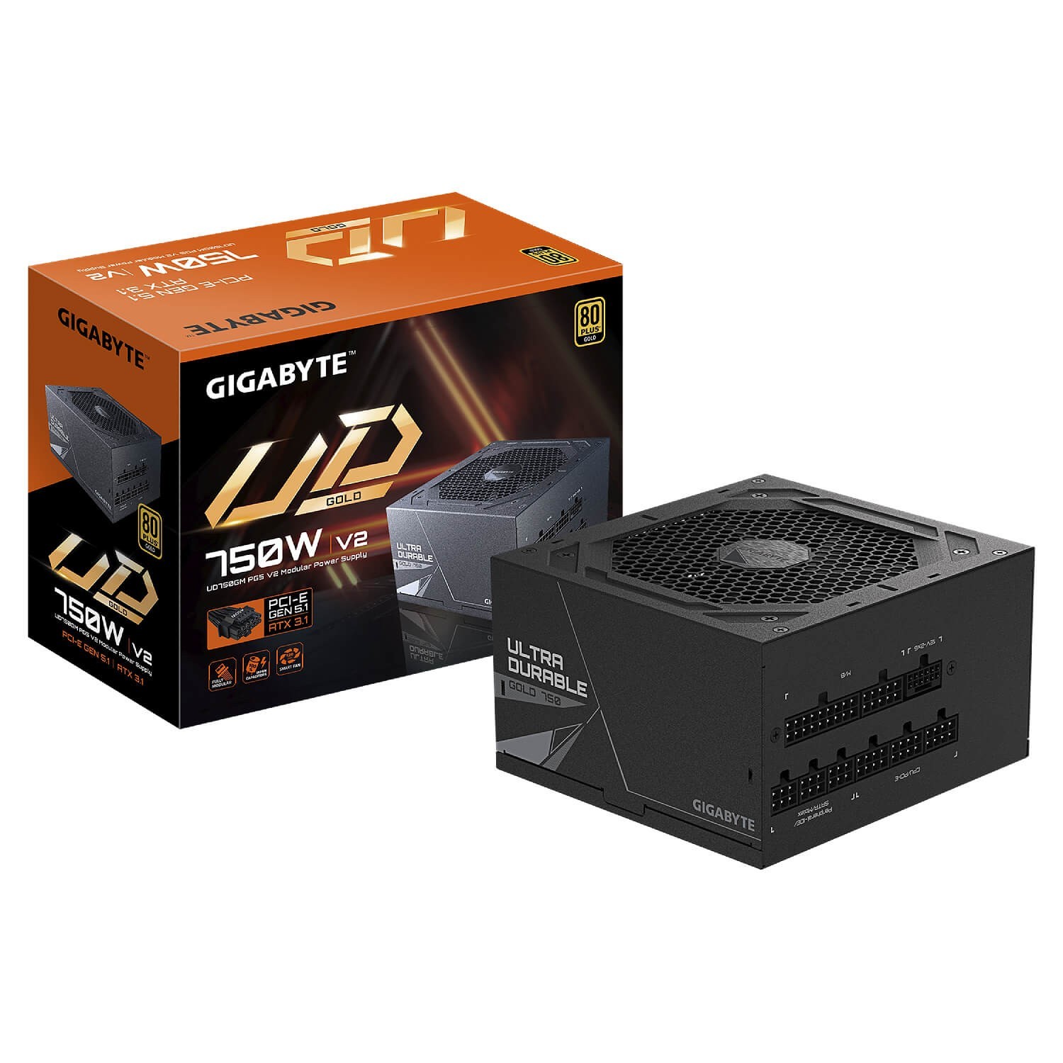 Gigabyte UD750GM PG5 V2 750W 80+ Gold ATX 3.1 PCIe 5.1 Modular PSU GP-UD750GM