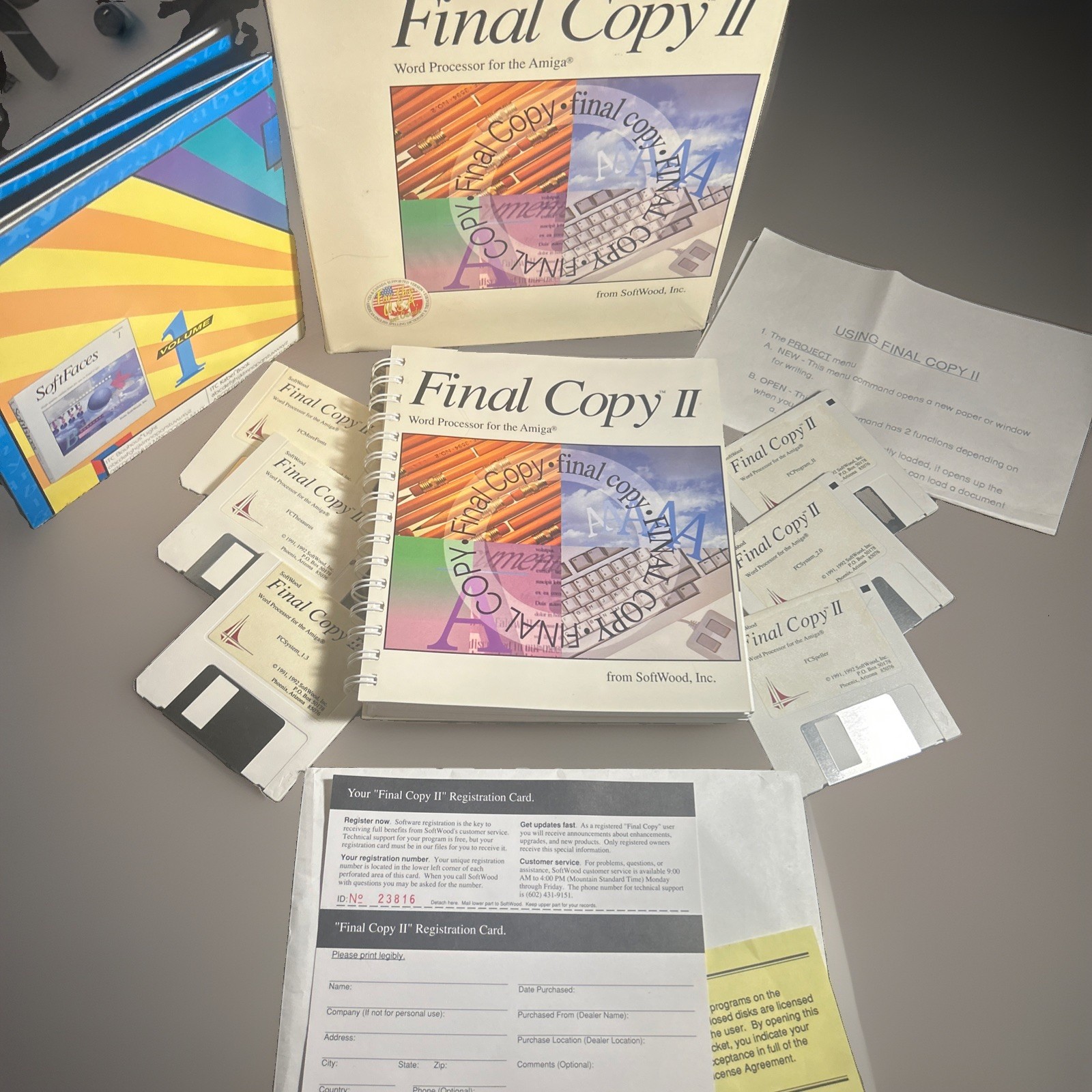 Vintage Amiga Final Copy II Software CIB MAX  COMPLETE SoftWood Rare Font Poster