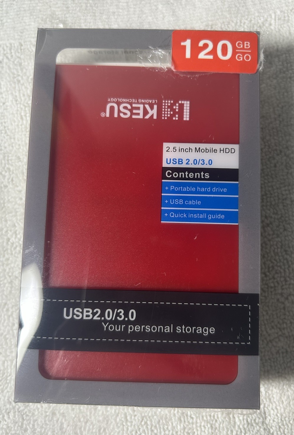 KESU Ultra Slim 120GB External Hard Drive USB 3.0 Portable HDD Red PC Mac Xbox