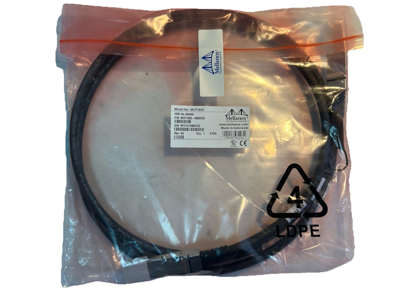 NVIDIA MELLANOX MCP1650-H002E26 QSFP56 HDR Copper 2M Up To 200Gb/s 26AWG - NEW