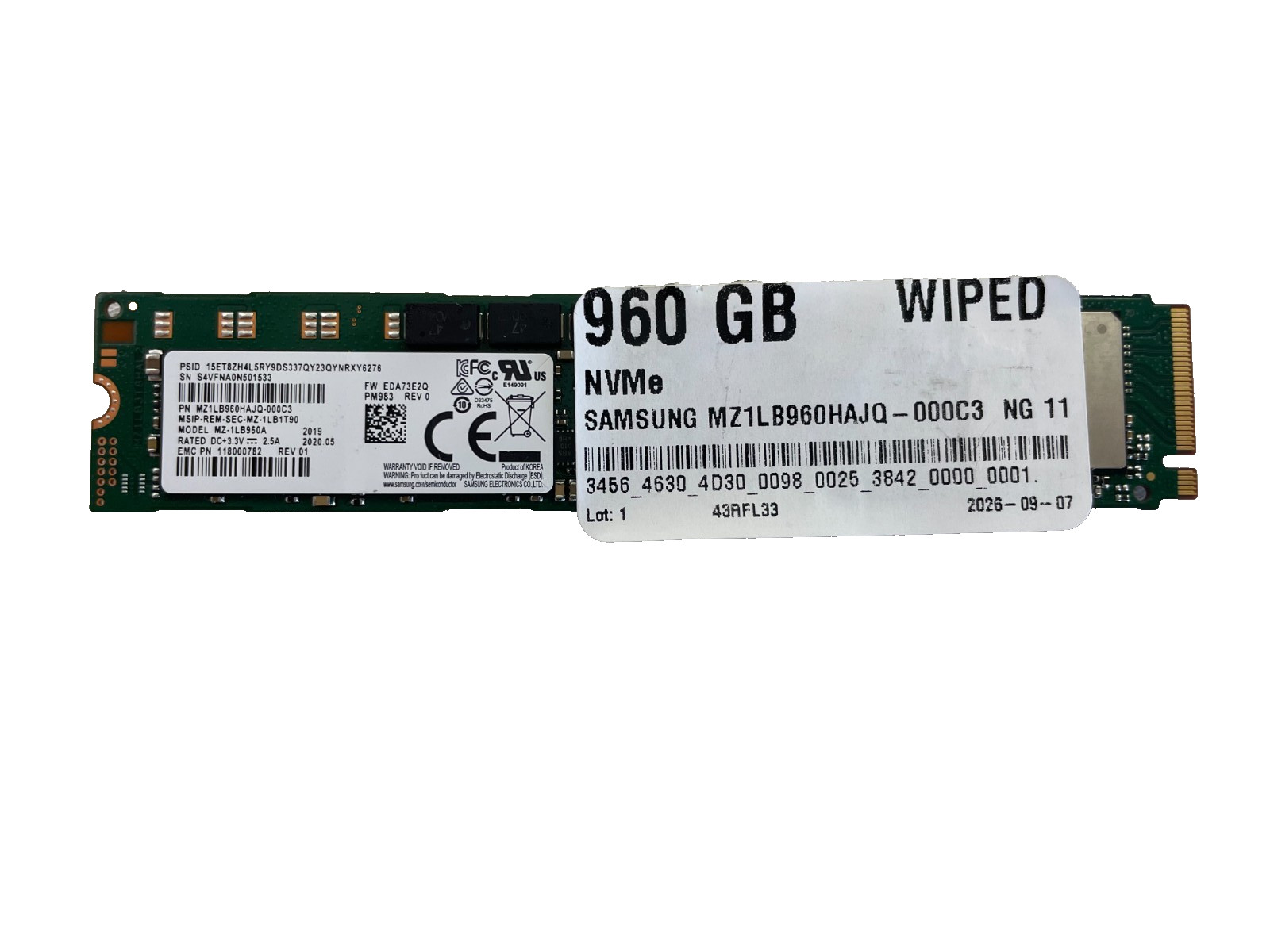 Samsung PM983 960GB NVMe M.2 22110 Enterprise SSD MZ1LB960HAJQ-000C3