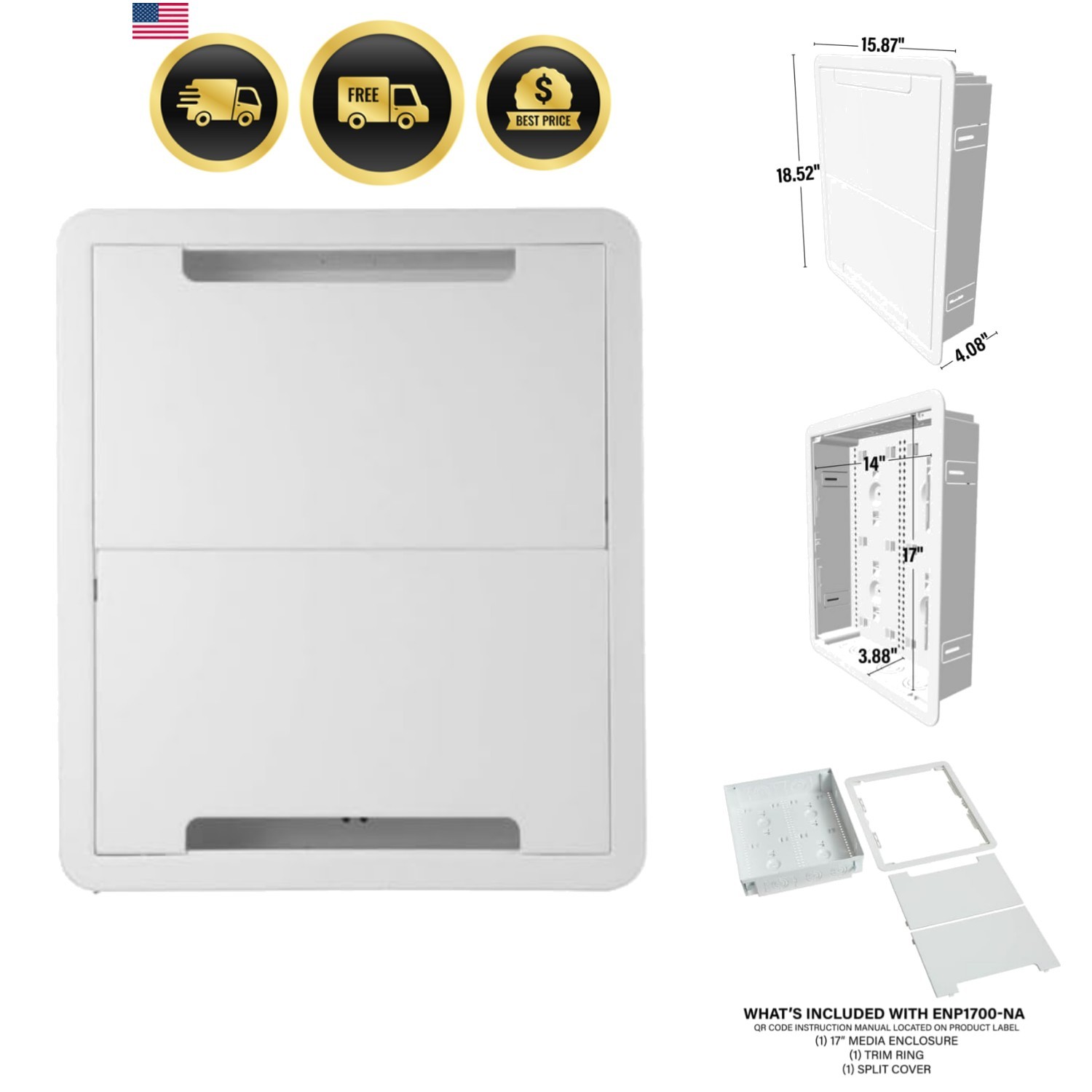 Legrand - OnQ Cable Management, In-Wall Media Box, Dual Purpose Structured Wi...