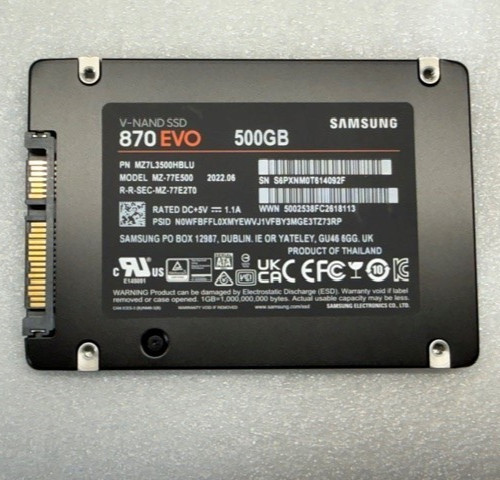 Samsung 860 EVO V-NAND SSD 500GB 2.5" SATA III 85%+ Health - WIPED/TESTED -