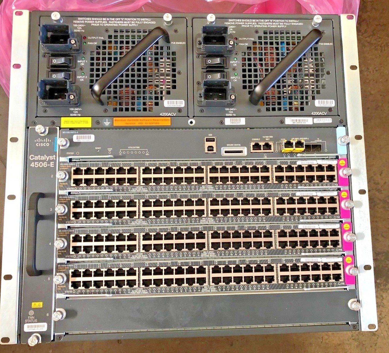 Cisco WS-C4506E S7L+96V+ Catalyst Switch,1x WS-X45-SUP7L-E, 4x WS-X4648-RJ45V+E