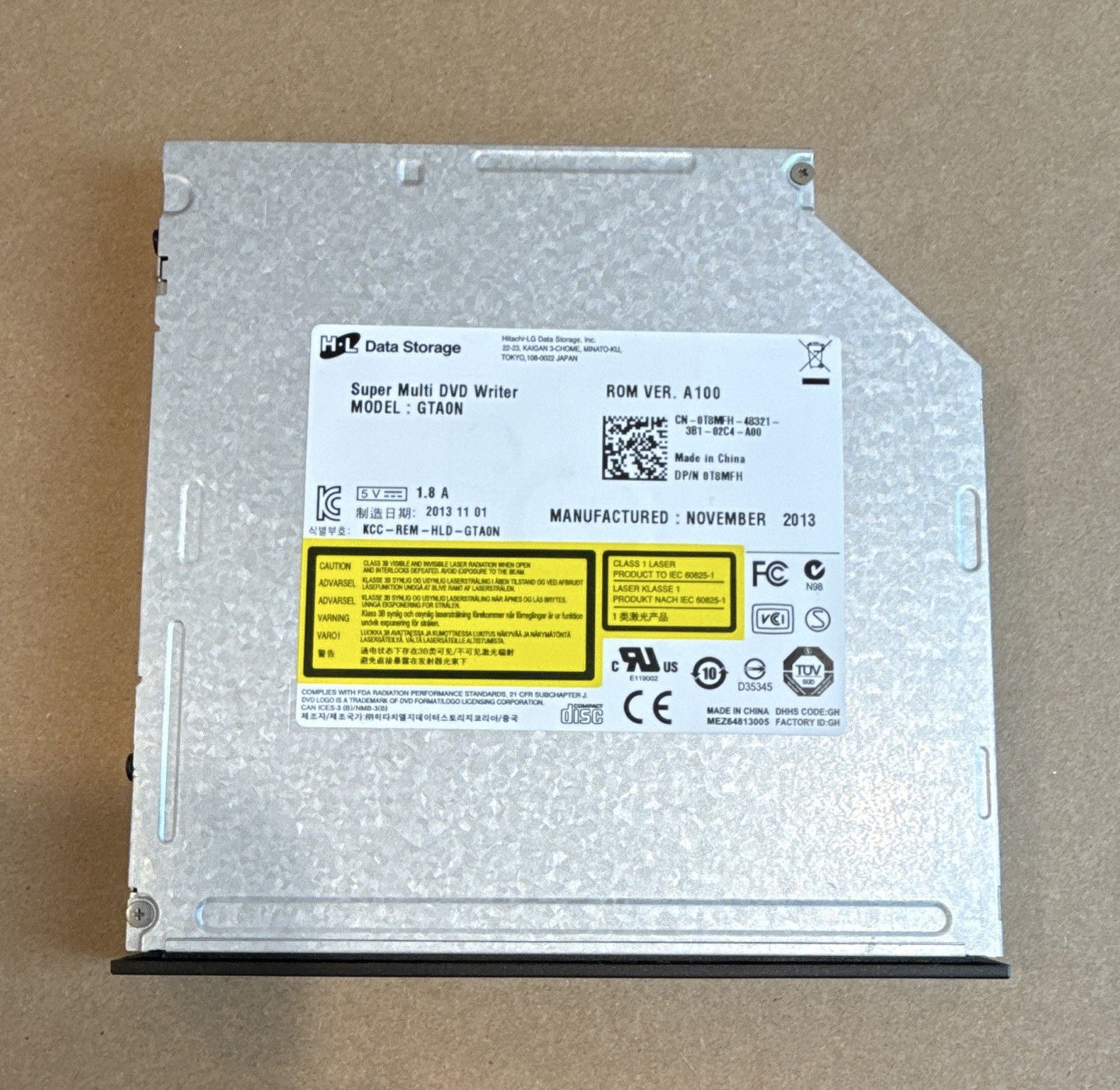 HL Data Storage GTA0N Internal Laptop SATA DVD Writer Drive 9.5mm 8x