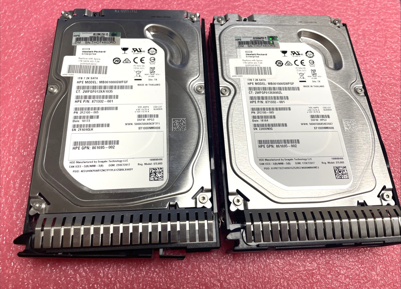 2X Hewlett-Packard HP Model - MB001000GWFGF 1TB  7200rpm / LOW HOURS